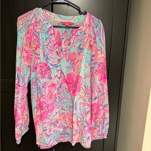 Lilly Pulitzer Elsa silk blouse size xl.